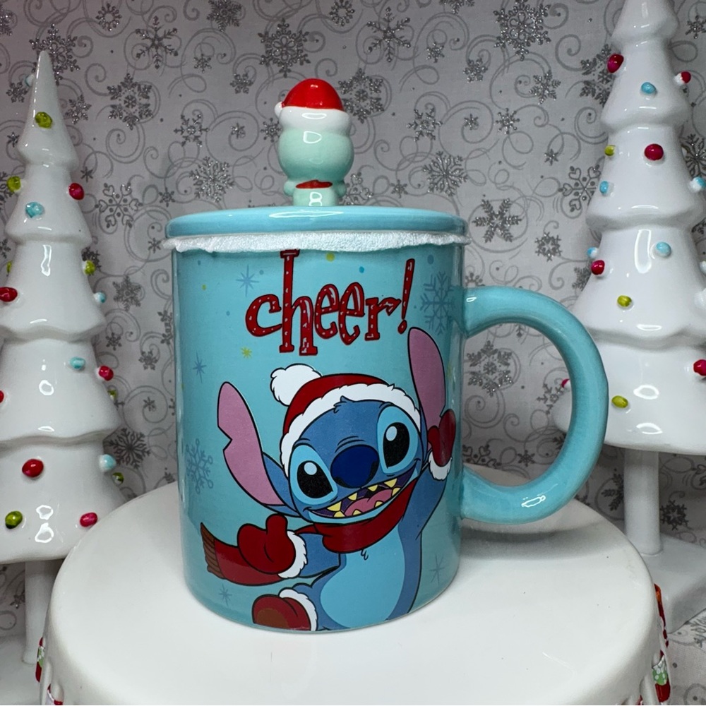 Disney Christmas CHEER Santa Hat Stitch & Santa Scrump Mug Topper Ceramic Mug - Picture 4 of 12